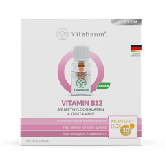 B12 Pure - as Methylcobalamin + Glutamine - Monthly supply - pack of 30 vials - 10ml - Vitabaum®