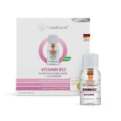 B12 Pure - as Methylcobalamin + Glutamine - Monthly supply - pack of 30 vials - 10ml - Vitabaum®