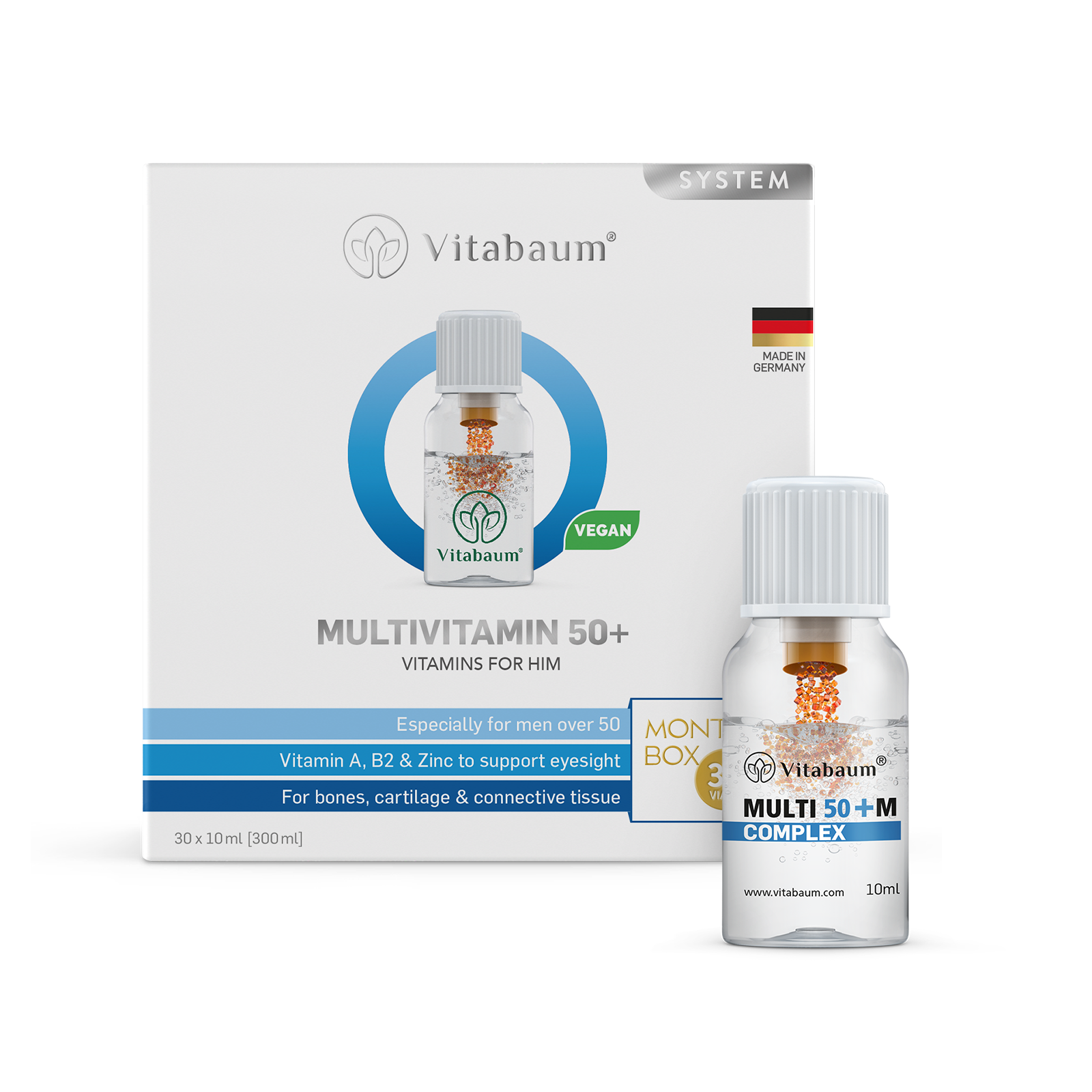 Multivitamin 50+ For Him - Monthly supply - pack of 30 vials - 10ml - Vitabaum®