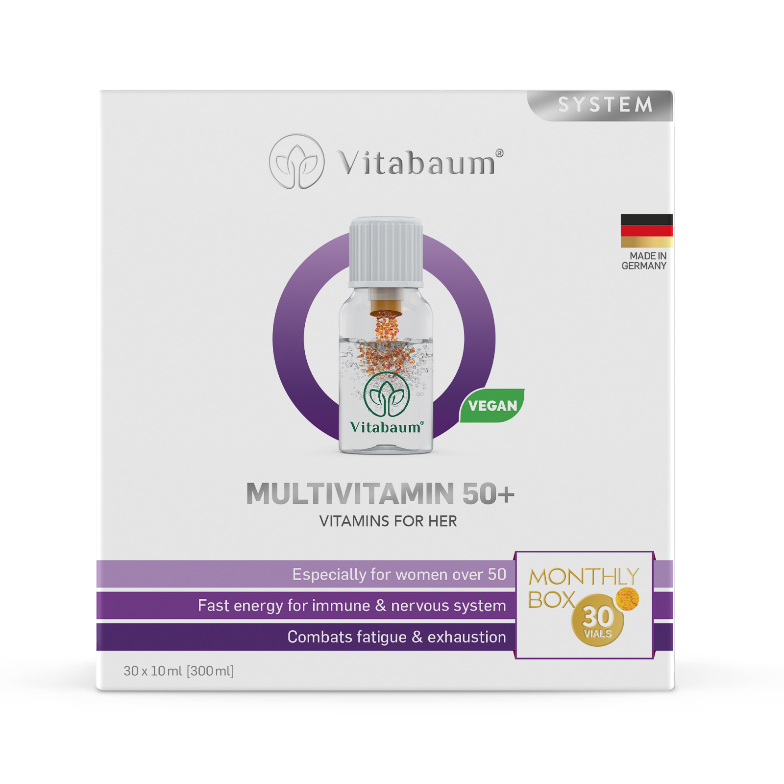 Multivitamin 50+ For Her - Monthly supply - pack of 30 vials - 10ml - Vitabaum®