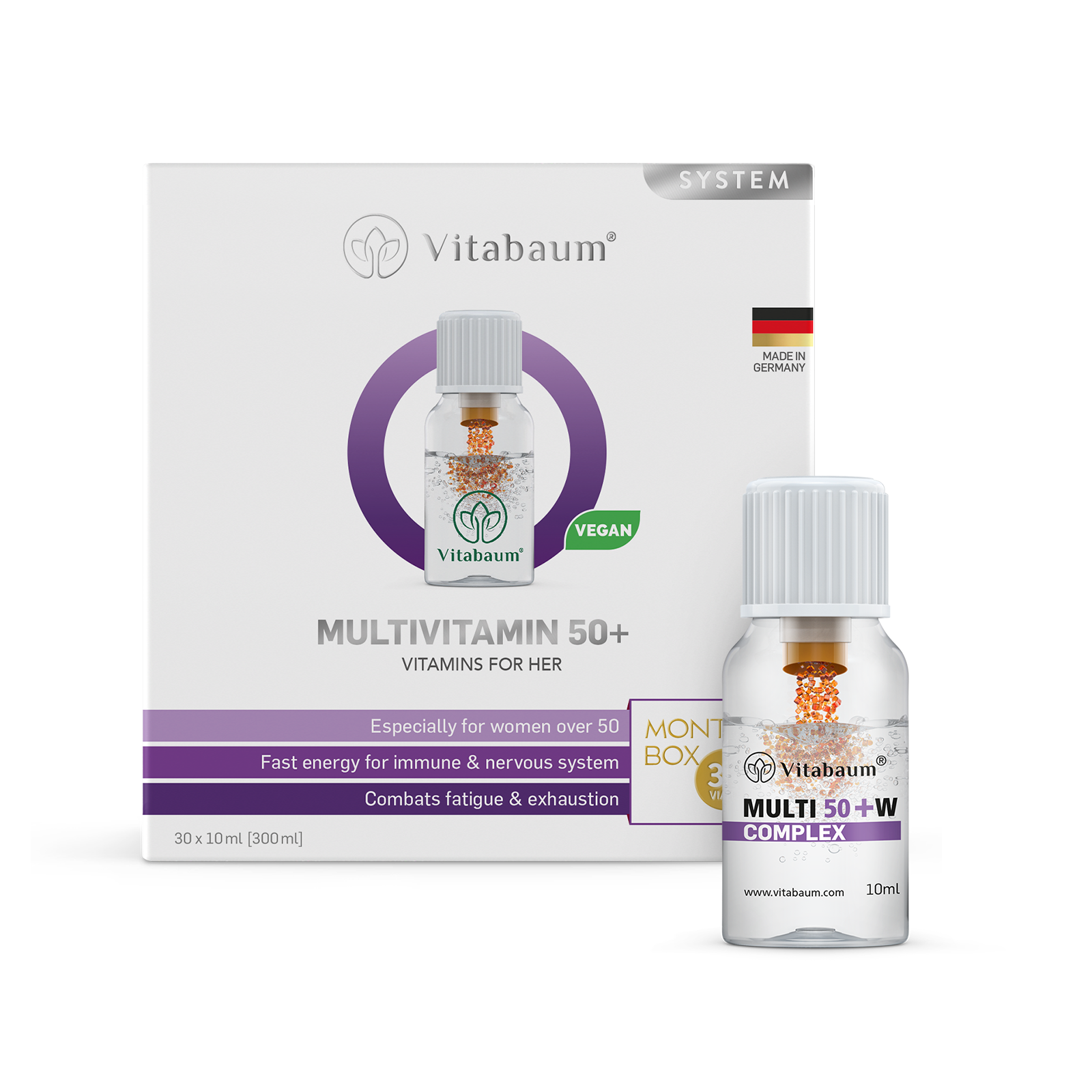 Multivitamin 50+ For Her - Monthly supply - pack of 30 vials - 10ml - Vitabaum®