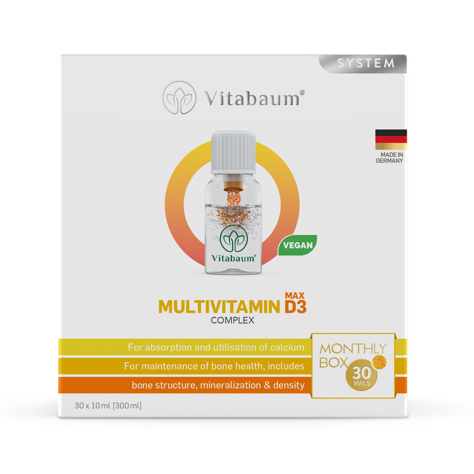 Multivitamin MAX D3 - Monthly supply - pack of 30 vials - 10ml - Vitabaum®