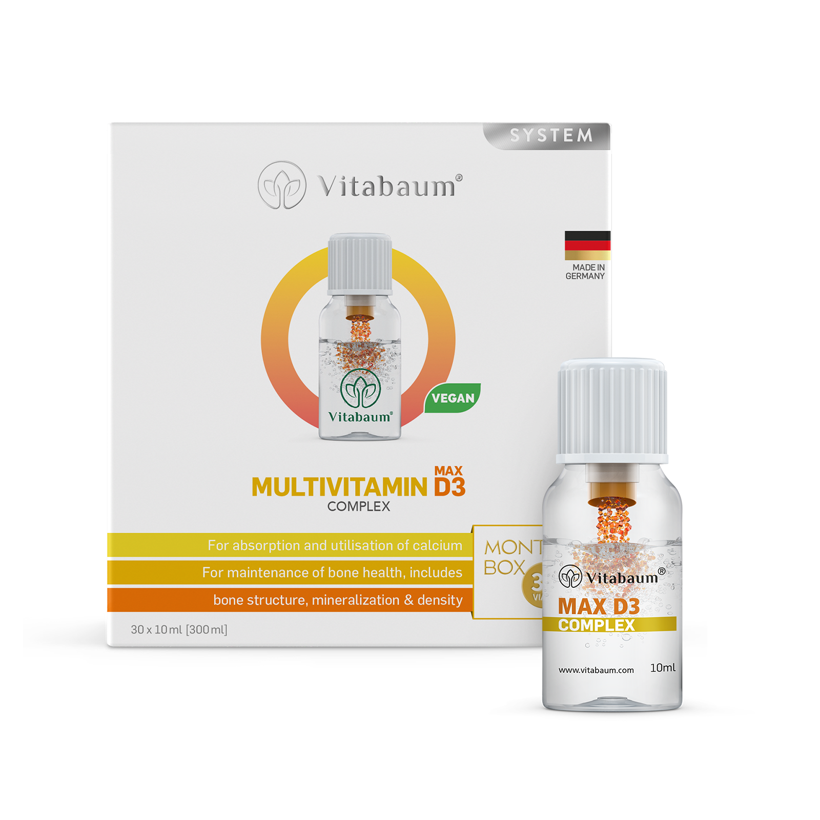 Multivitamin MAX D3 - Monthly supply - pack of 30 vials - 10ml - Vitabaum®